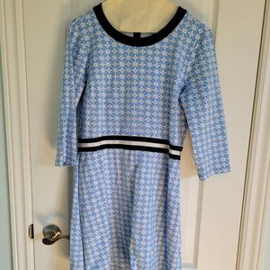 Draper James Fit and Flare Blue-Patterned Dress